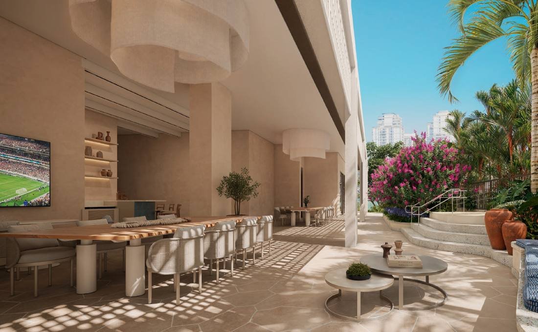 Kronos Bar, espaço de convivência ao ar livre do Kronos by Tegra na Barra da Tijuca
