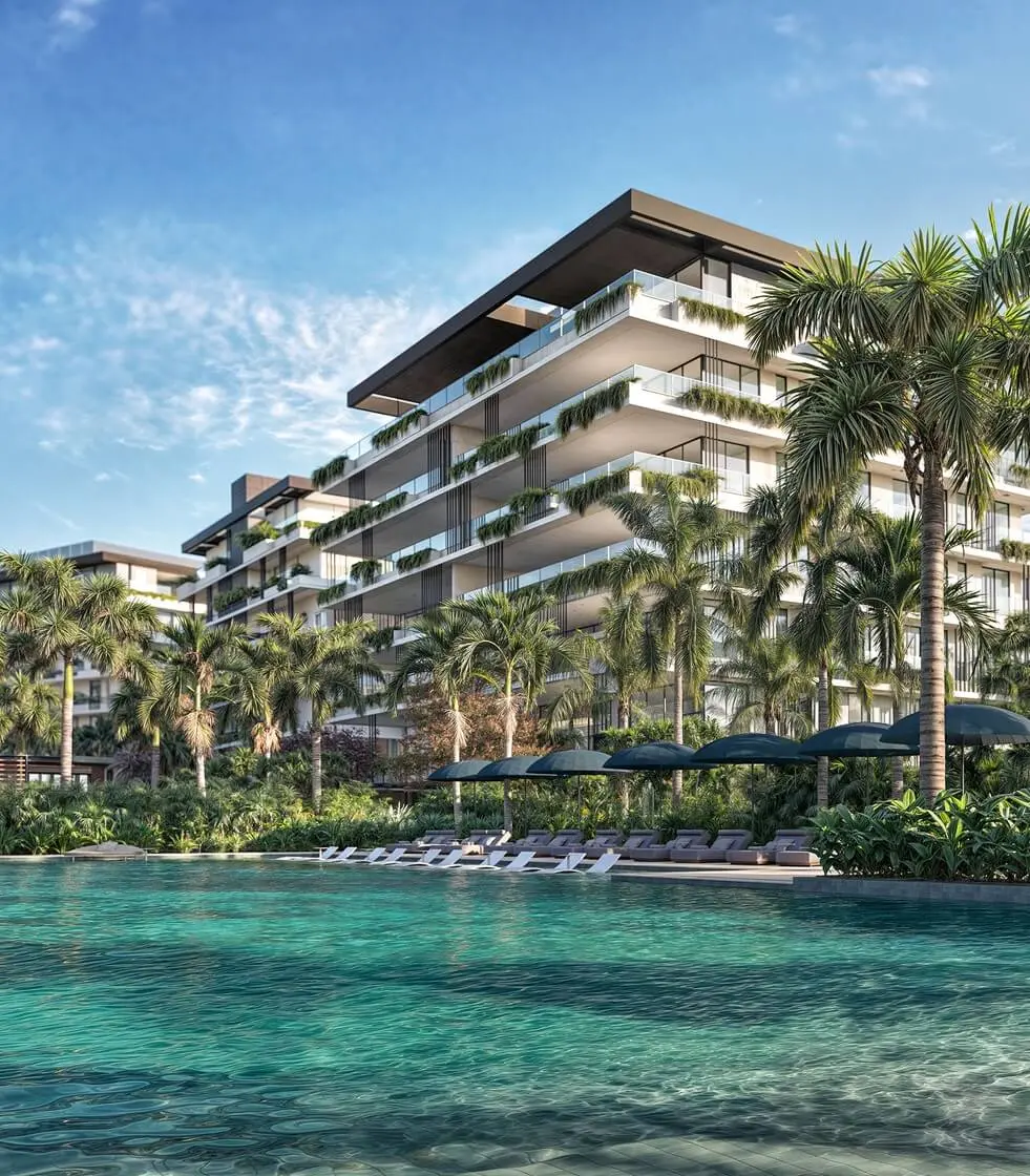 Rio by Piero Lissoni - área de piscina e lazer entre palmeiras