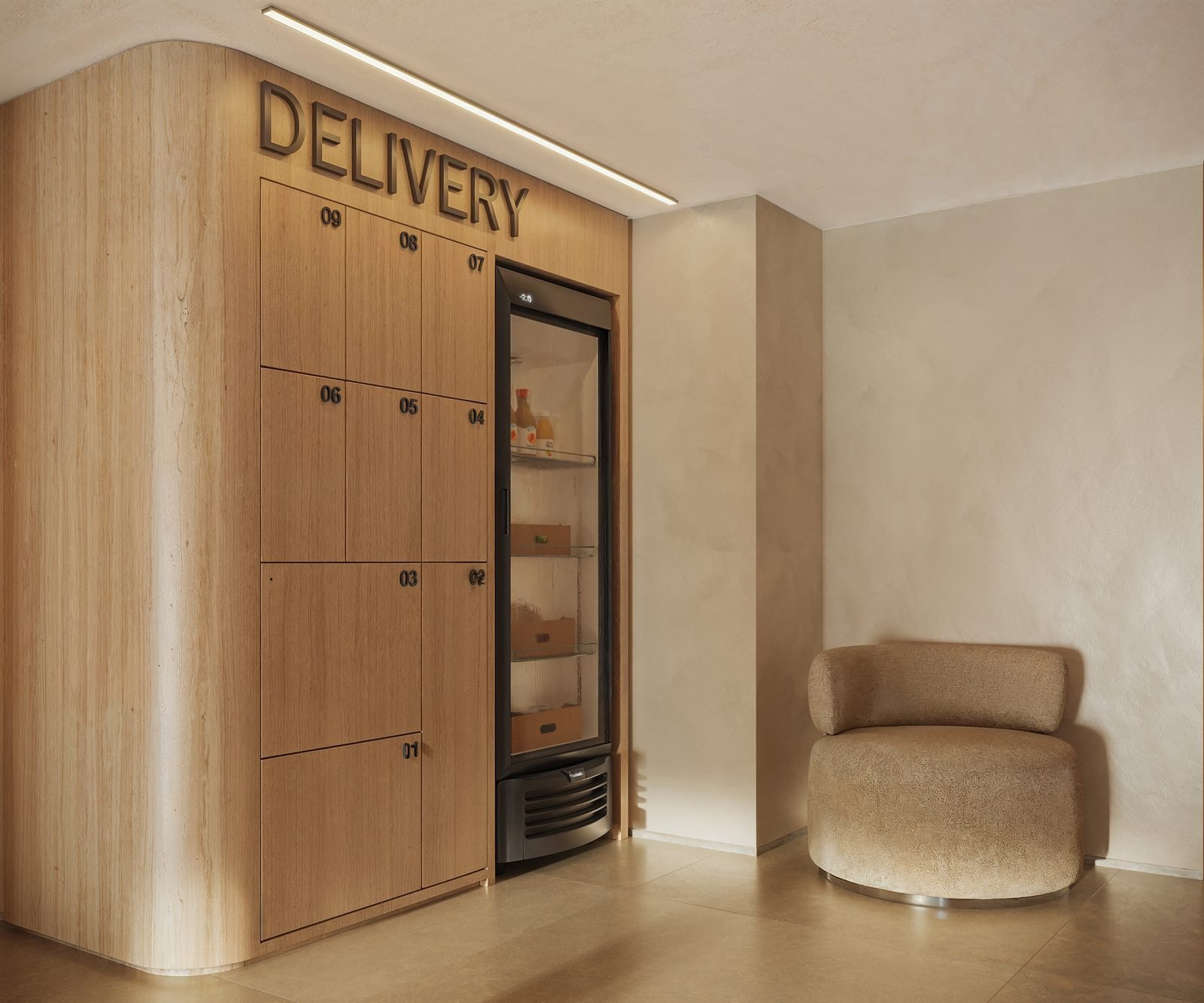 Espaço delivery do Be.in.Rio Nascimento Silva 387, com armários refrigerados