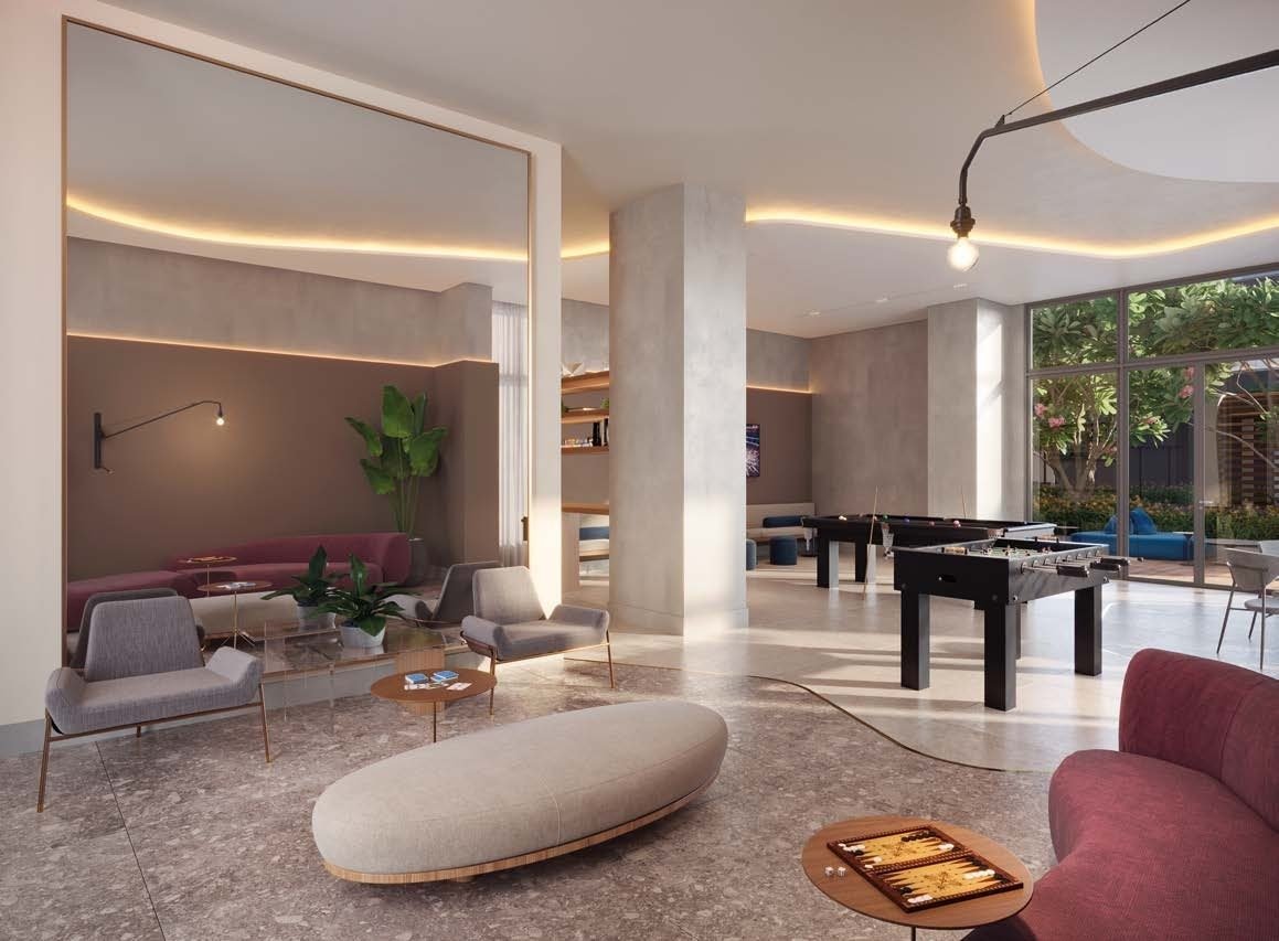 Lounge com mesa de jogos do Concept
