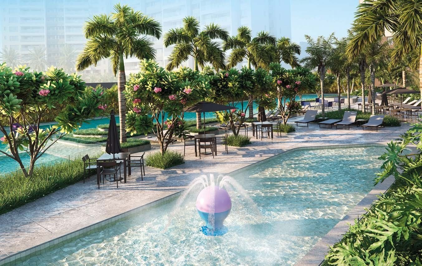 Piscina do Concept, cercada de palmeiras