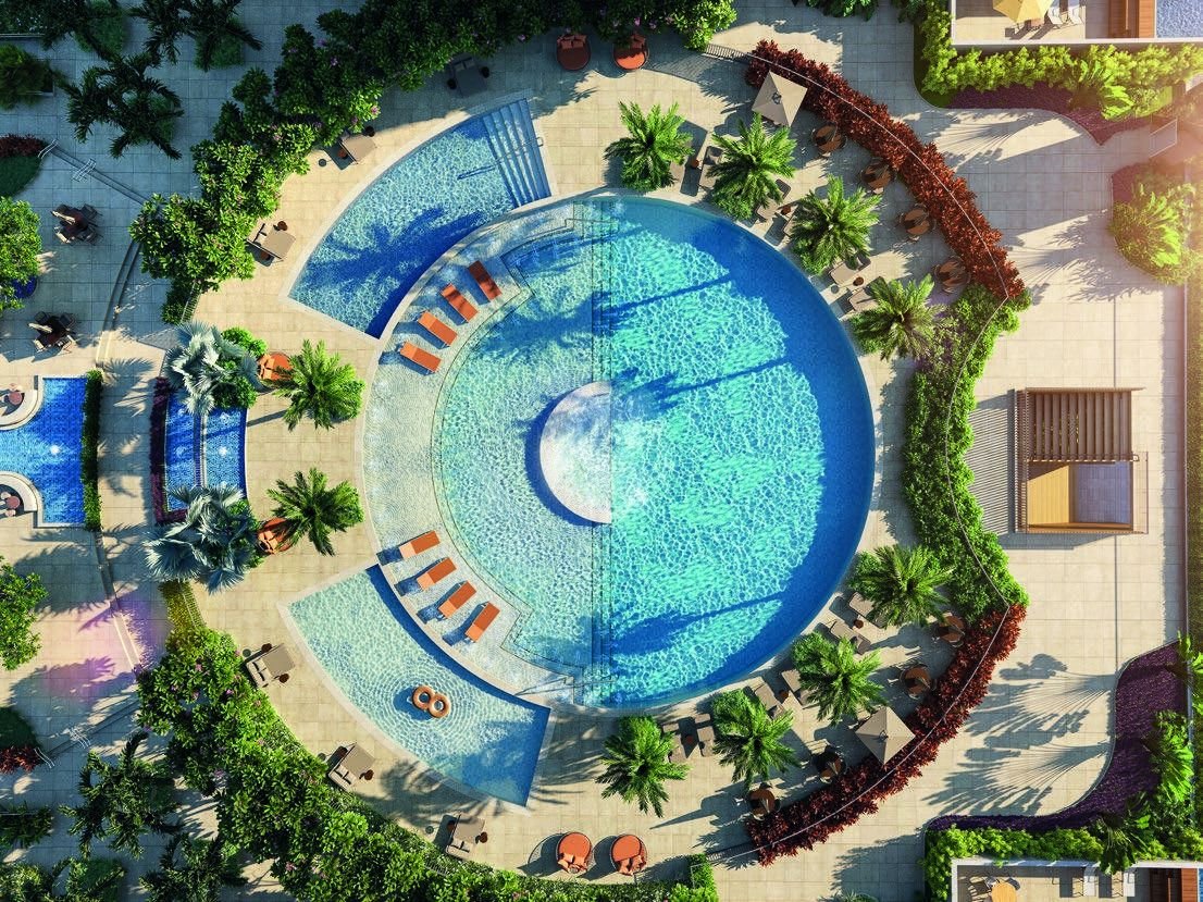Vista aérea do conjunto de piscinas do Endless Península