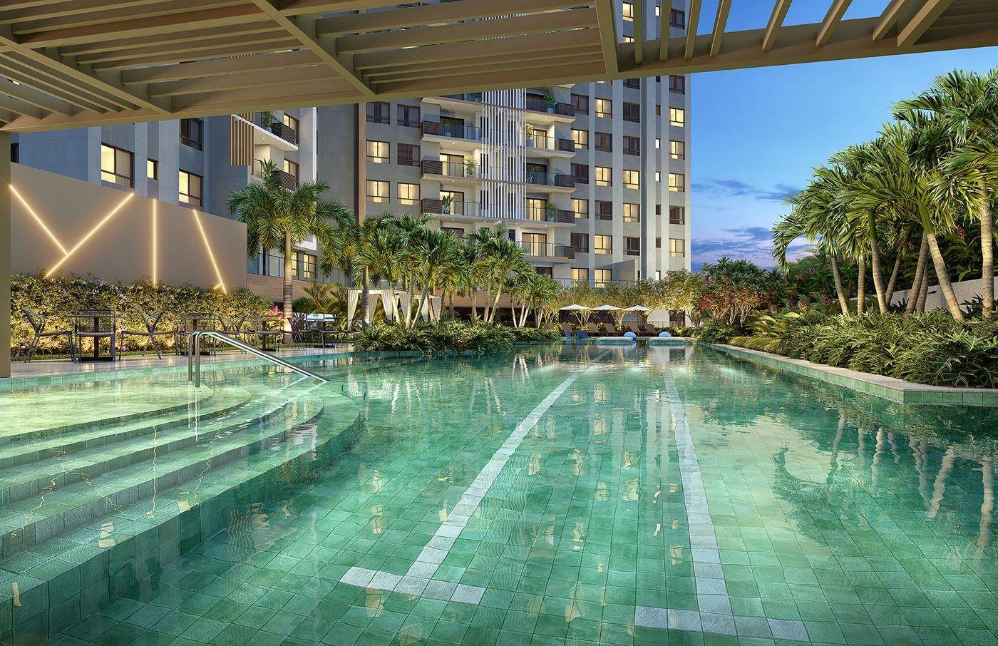 Piscina adulto com raia de 25 metros do Epic Golf Residence
