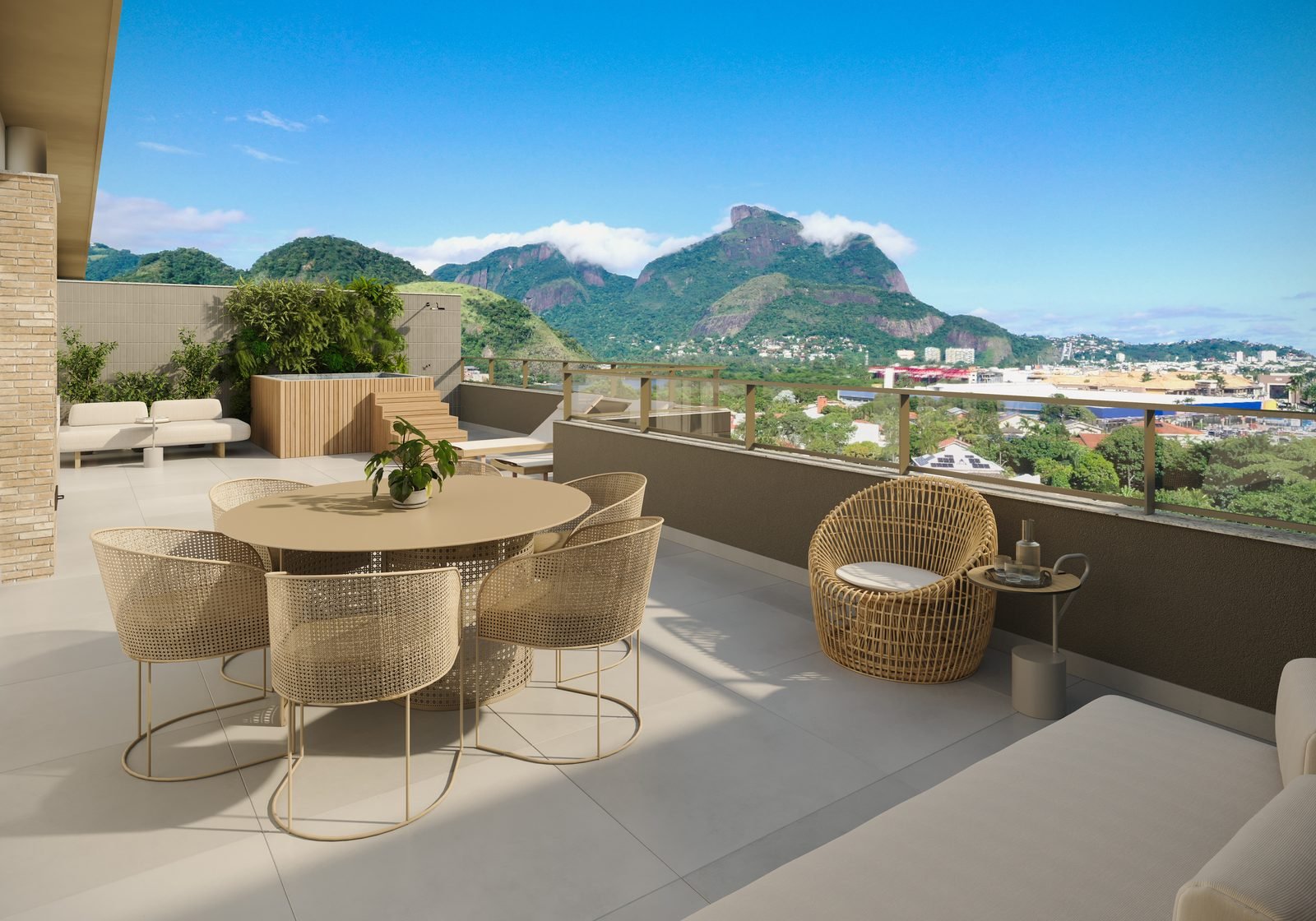 Terraço de cobertura duplex de 2 quartos, com piscina e deck