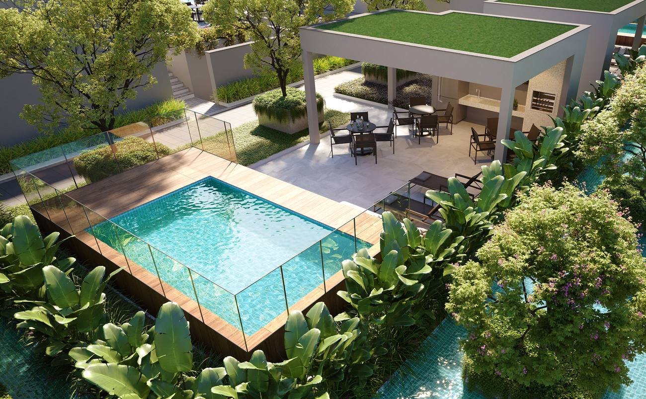 Pool House e piscina do Grand Quartier Rio 2 vistos do deck