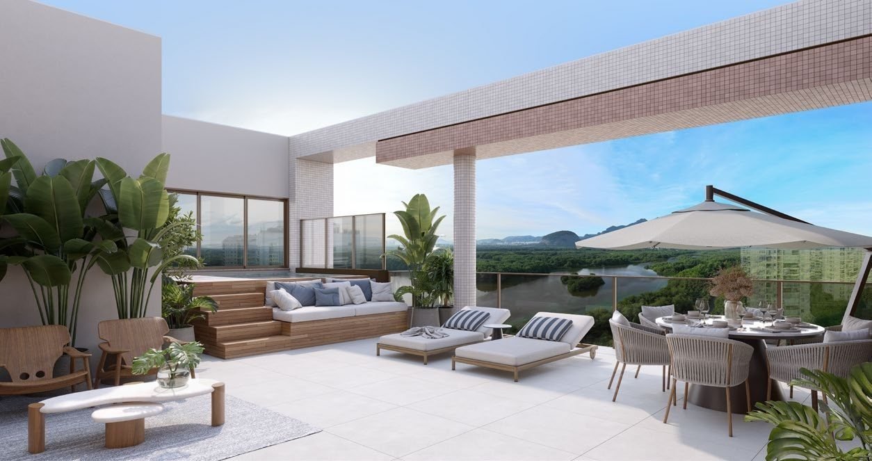Terraço da cobertura do Gran Thai, com lounge e vista aberta