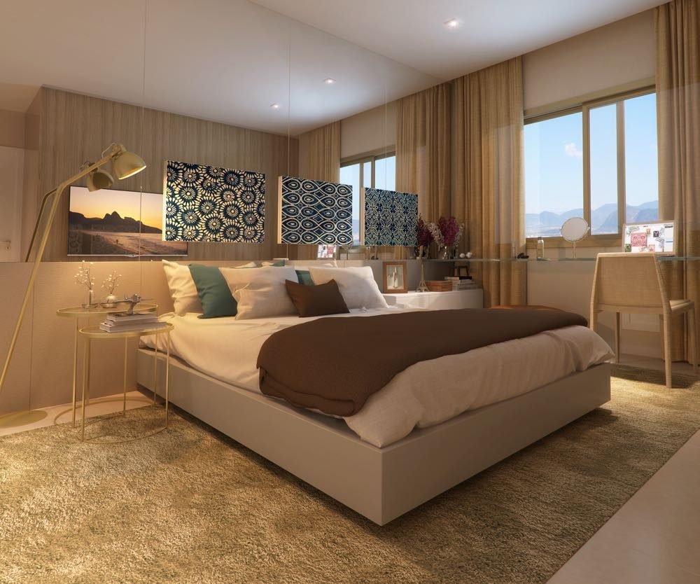 Suíte de apartamento de 2 quartos decorado do Like Residencial Club