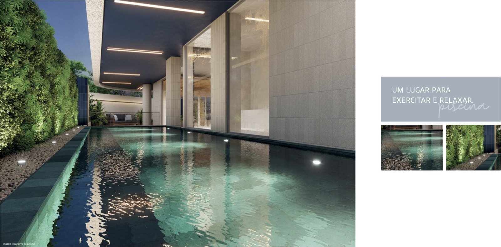 Piscina do Lineu 708, com revestimento escuro e paisagismo