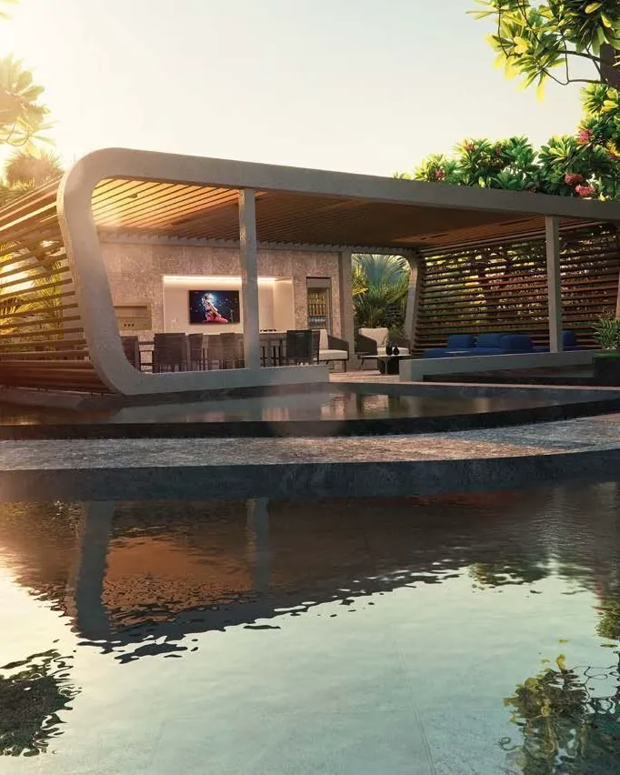 Concept - pool house com espelho d'água
