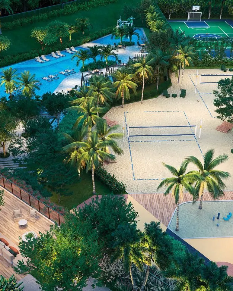 Gaea Home Resort - vista aérea dos 10.200 m² de lazer na Barra da Tijuca