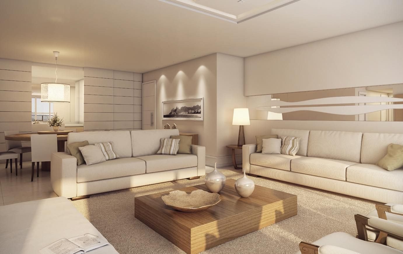Living do apartamento decorado de 4 suítes do Majestic