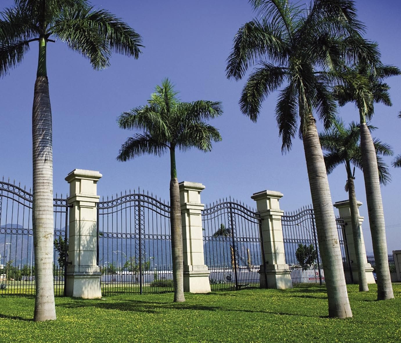 Portaria do Majestic Cidade Jardim, com palmeiras imperiais