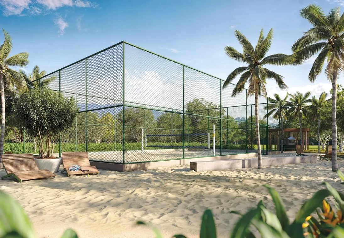 Quadra de areia para beach tennis do Ox Park Design