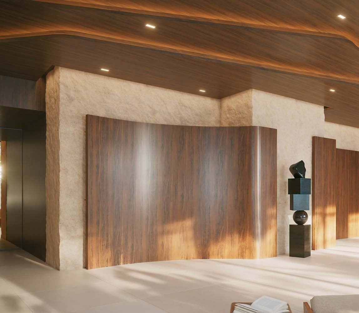 Lobby do Singular by Tegra com escultura criada por Carol Miluzzi