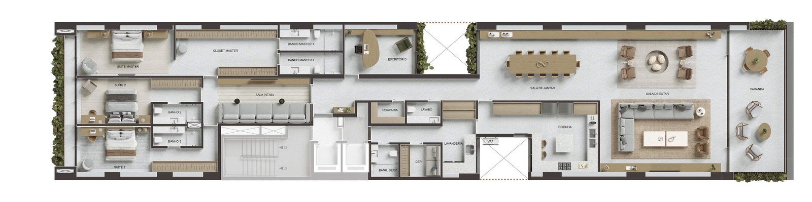Planta do apartamento de 411 m² do VIE Vieira Souto 432