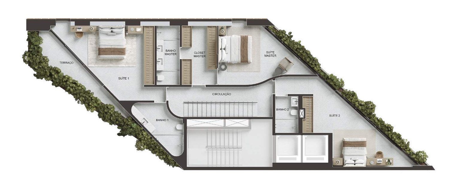 Planta da Cobertura Triplex 1101 do VIE Vieira Souto 432, com 407 m²