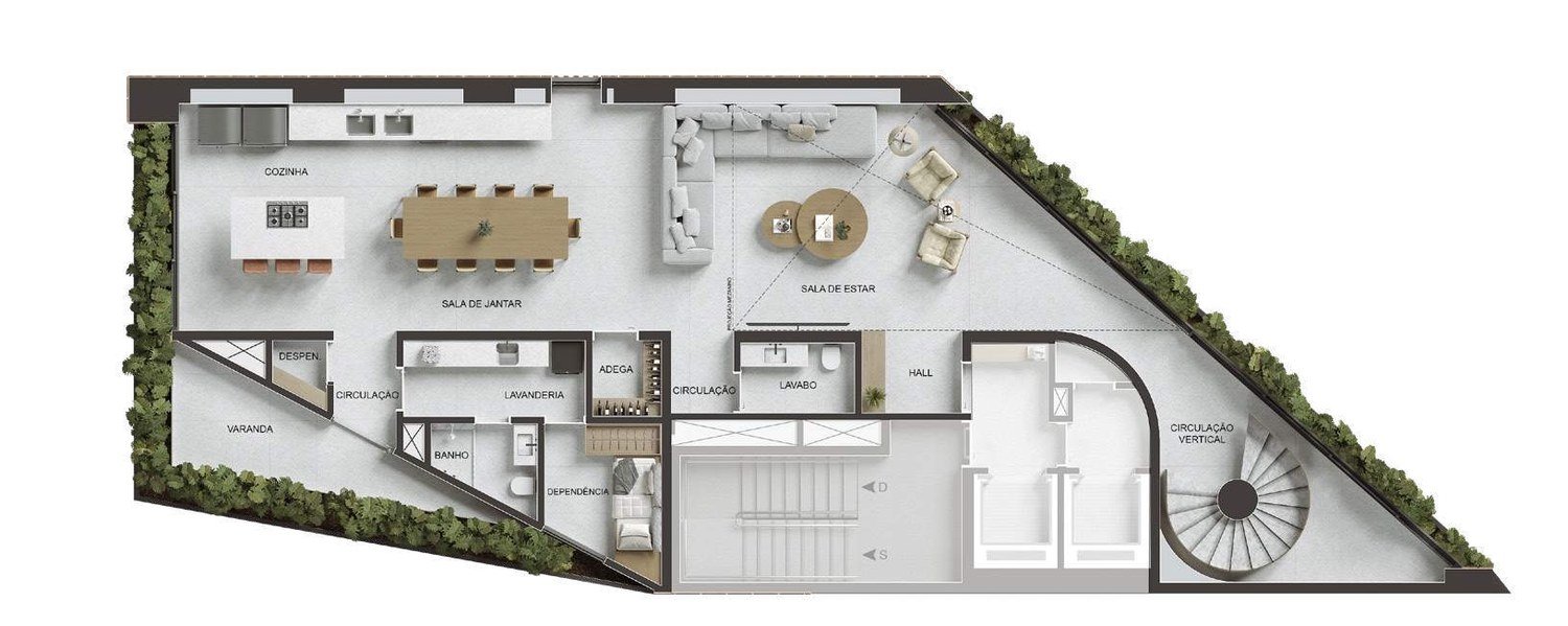 Planta do Apartamento Triplex 1001 do VIE Vieira Souto 432, com 490 m²
