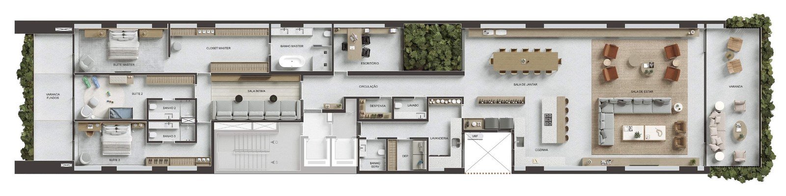 Planta do Up Garden do VIE Vieira Souto 432, com 441 m²