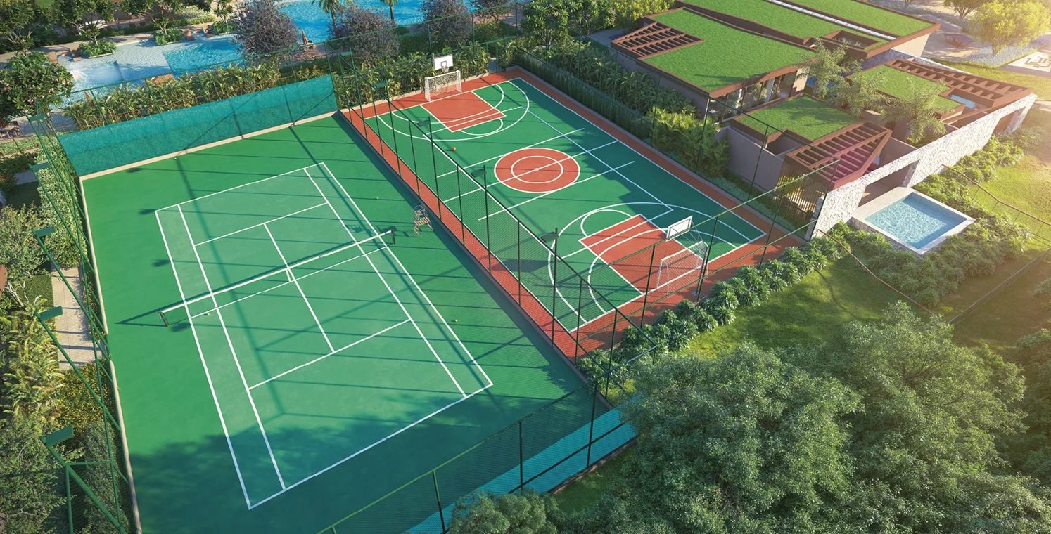 Quadra de tênis e quadra recreativa do Woods